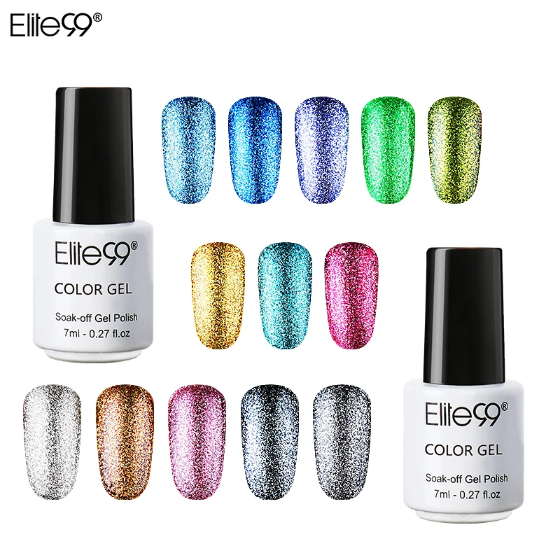 

Elite99 7ml Platinum Glitter Gel Nail PolishSoak Off DIY Gel Nail Varnish Semi Permanent Diamond UV Gel Nail Art Paint Varnishes