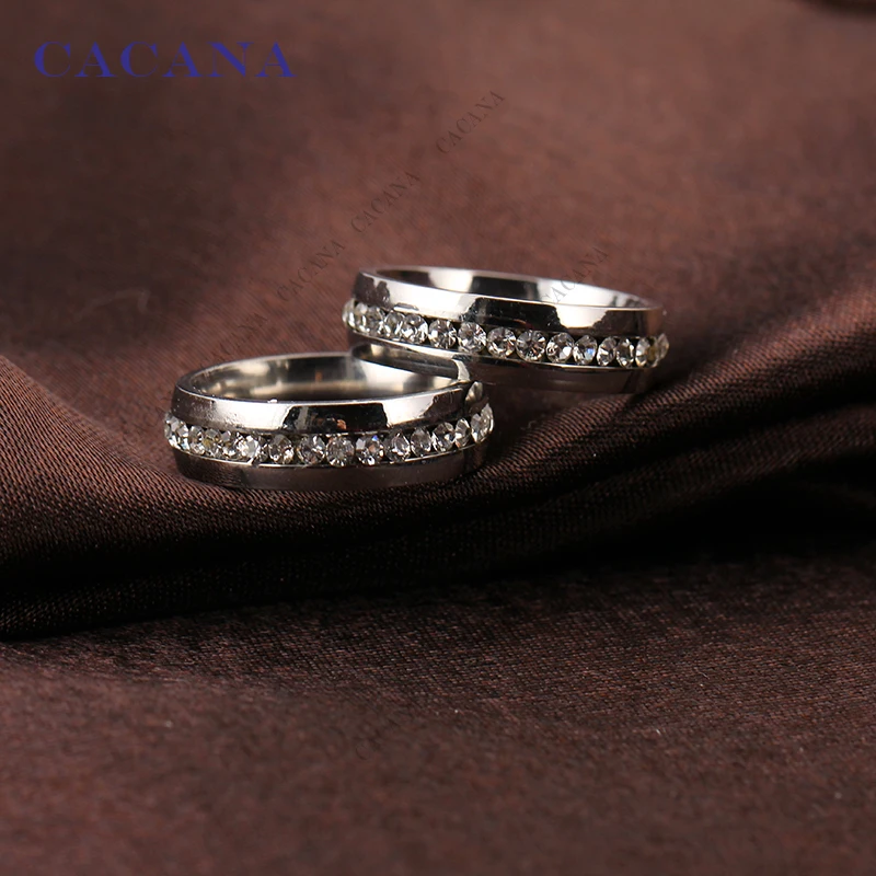 CACANA Stainless Steel Rings For Women CZ Personalized Fashion Jewelry Wholesale NO.R26