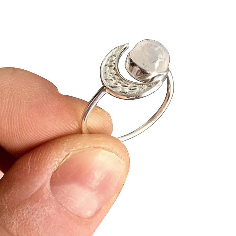Трендовое классическое яркое маленькое античное кольцо в стиле панк с натуральным лунным камнем, очаровательные обручальные кольца Anillos Mujer, размеры 6-10