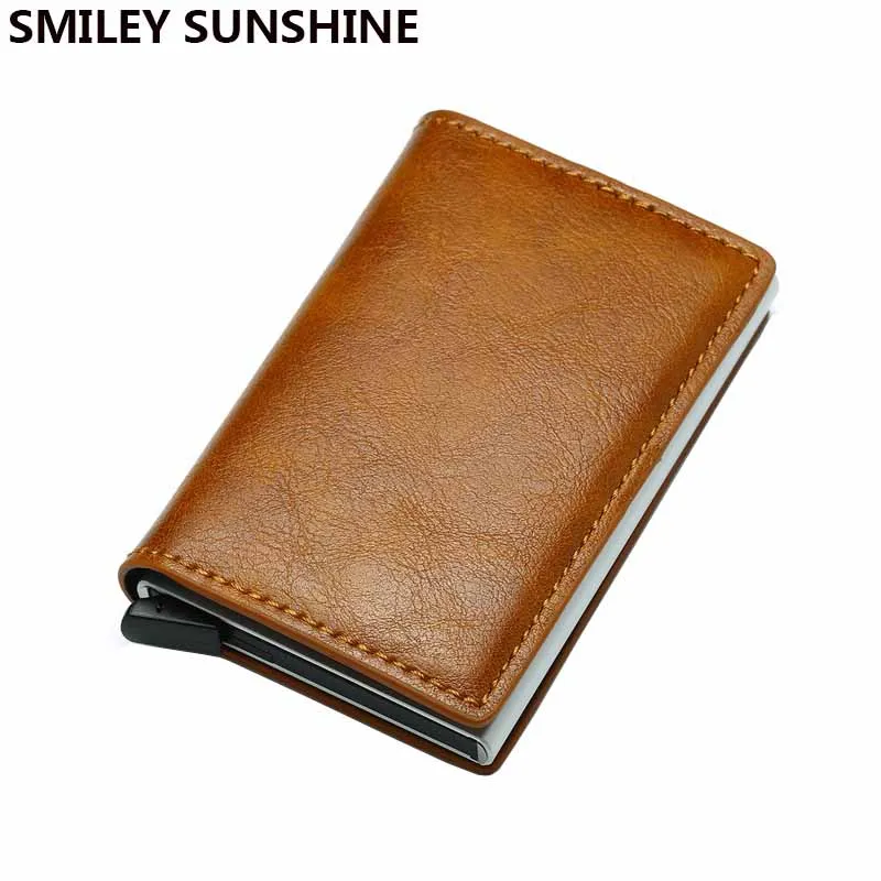 Top Quality Automatical Aluminium Rfid Wallet Men Money Bag Mini Purse Male Vintage Slim Card Holder Wallet Samll Smart Wallet