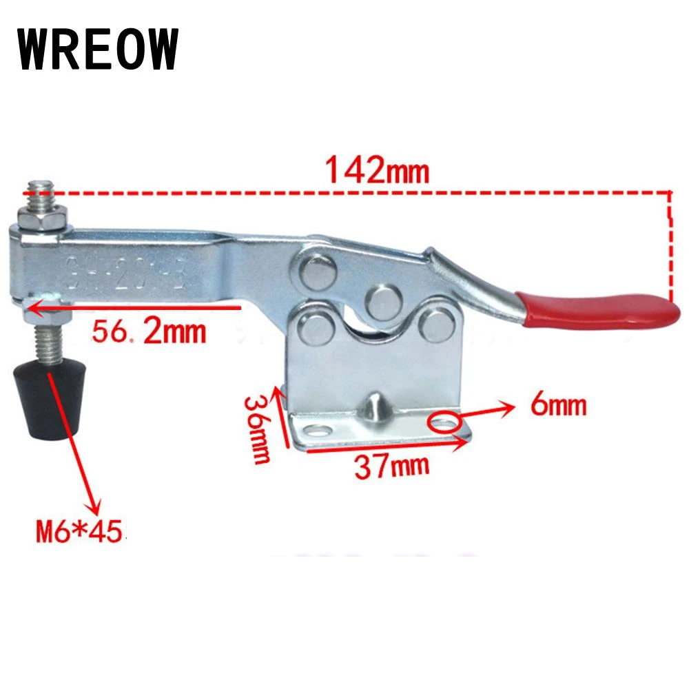 New Lon0167 Red Grip Featured Metal Horizontal Quick reliable efficacy Holding Toggle Clamp Hand Tool 90Kg 198lbs B201 id:fa2 15 99 890 