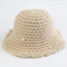 Seioum осень и зима Лыжный Спорт Утепленная одежда шерстяные рыбак шляпа хип-хоп Регулируемая одноцветное Кепки Для женщин шерсти ведро Шапки