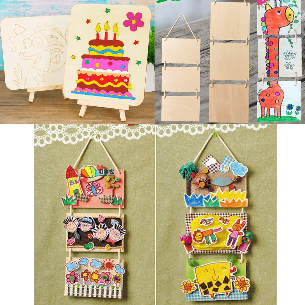Rectangle Unfinished Wood Plaque Modelling DIY For Crafts Painting Supplies