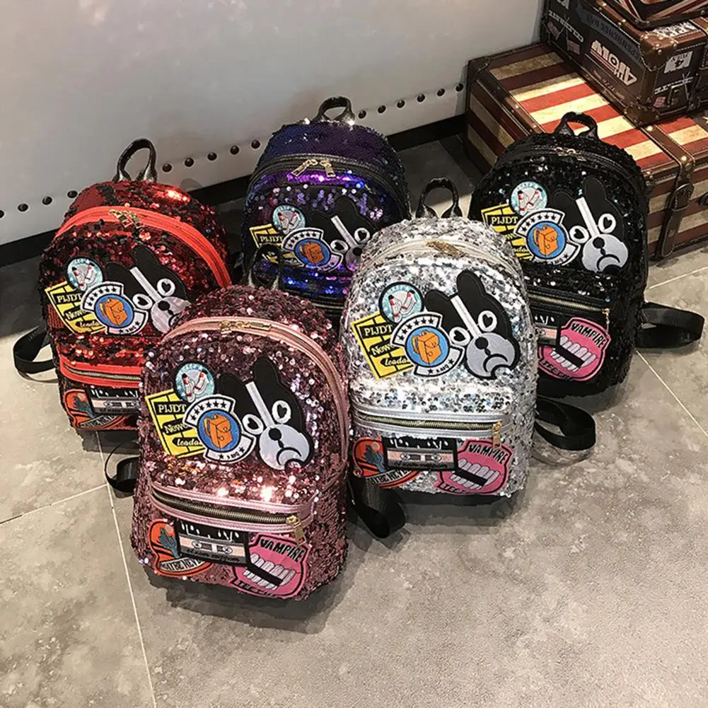 PinShang Для женщин рюкзак стильный, с блеском, рюкзак для путешествий, сумка для ноутбука рюкзак Для женщин большой Ёмкость школьный ZK30