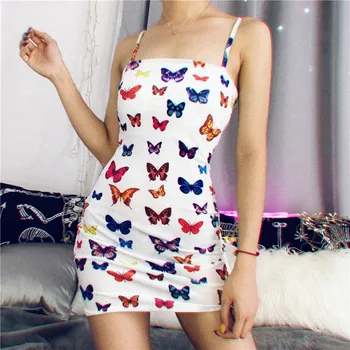 

French retro 2019 mini dress women butterfly velvet suspender Europe and America sexy bag hip slim summer dress female was thin