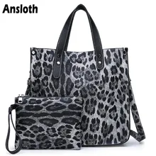 Ansloth Luxo Bolsa Para As Mulheres Sacos de Ombro Clássico da Cópia do Leopardo Bolsas De Couro PU Tote Grande Saco Da Forma Saco Crossbody HPS376