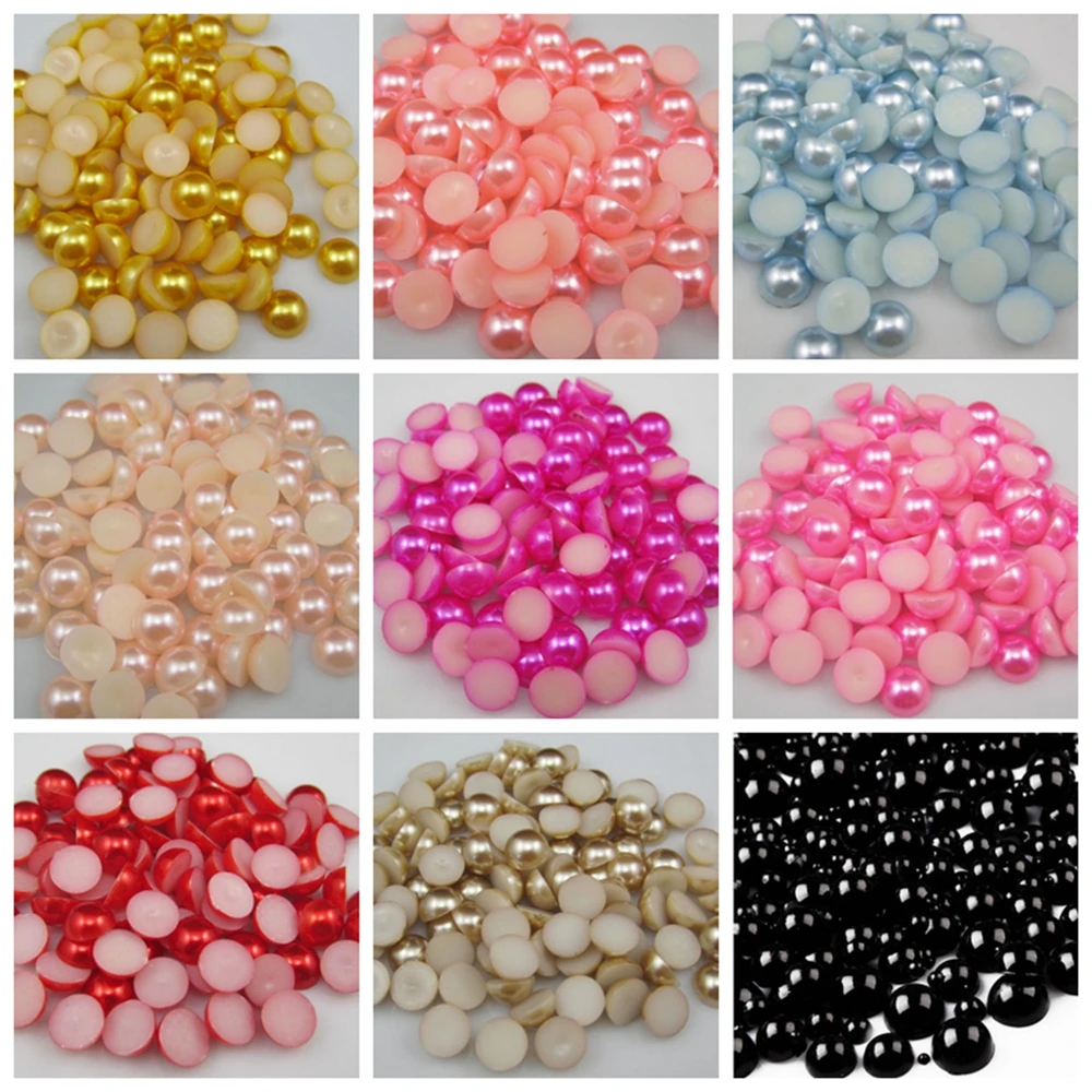 

144pcs/lot Size 6mm Pick Colors Resin Half Round Imation Pearls Beads Flatback Nail Art Decorate Diy Free Shipping