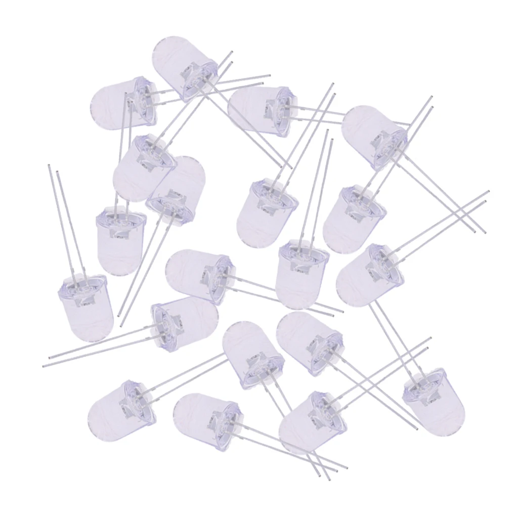10mm LED Lights Emitting Diodes Assortment Set Kit for Arduino White Red Blue Green Yellow, 100-Pack