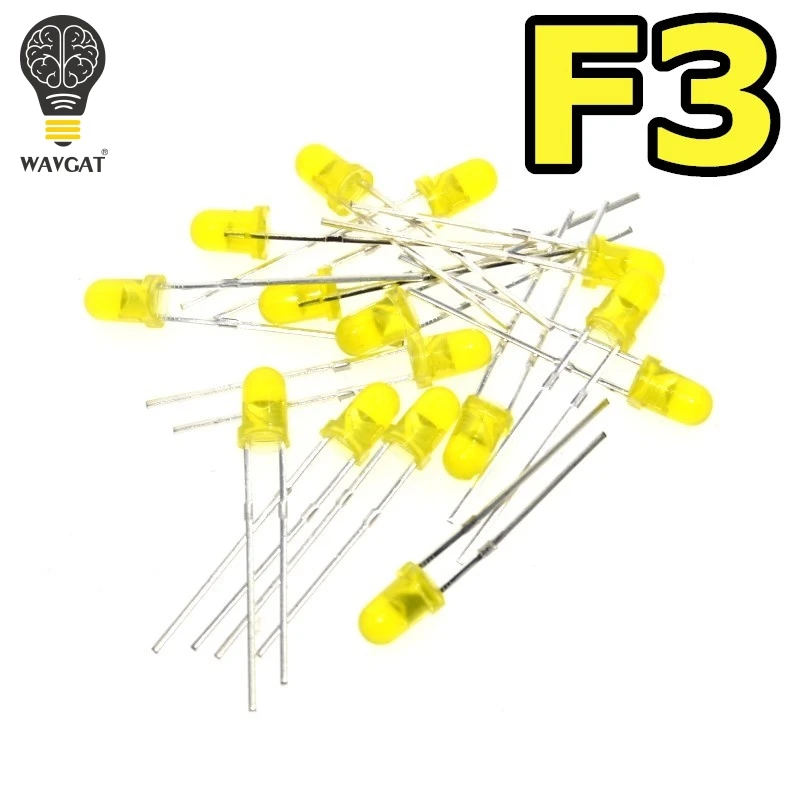 

WAVGAT Yellow F3 3mm LED Yellow light emitting diode light-emitting Yellow turn Yellow 600-800MCD 1000PCS