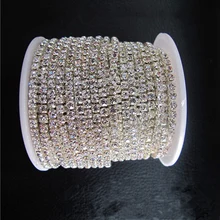 10 м/рулон прозрачный кристалл SS6-SS12(2 мм-3 мм) Серебряная основа стакан с цепочкой из страз швейная одежда Diy аксессуары для одежды