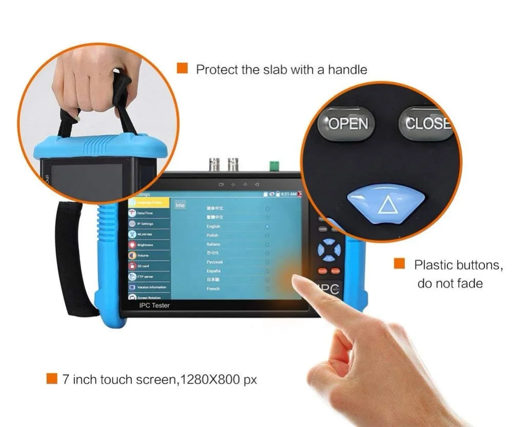7 inch IPS Touch Screen H.265 4K IPC-9800 Plus IP Camera Tester CCTV CVBS Analog Tester Built in Wifi Dual Window Tester 7 inch IPS Touch Screen H.265 4K IPC-9800 Plus IP Camera Tester CCTV CVBS Analog Tester Built in Wifi Dual Window Tester