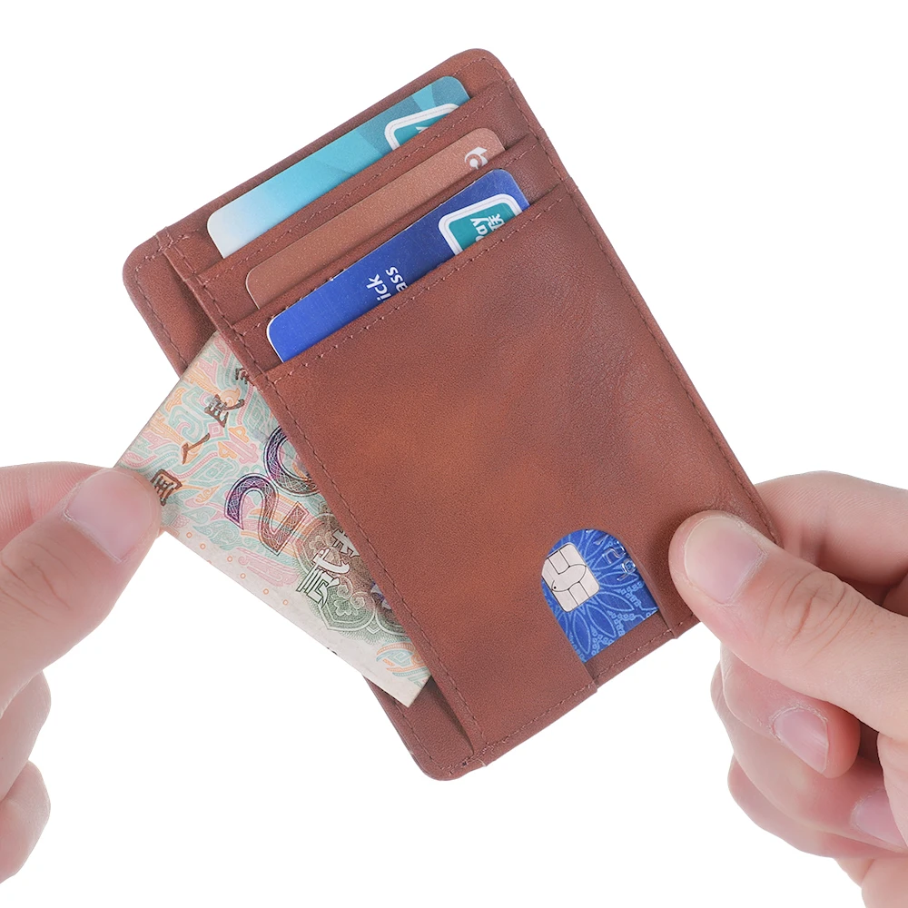Новинка 2020 тонкий кожаный бумажник с блокировкой RFID держатель для кредитных карт