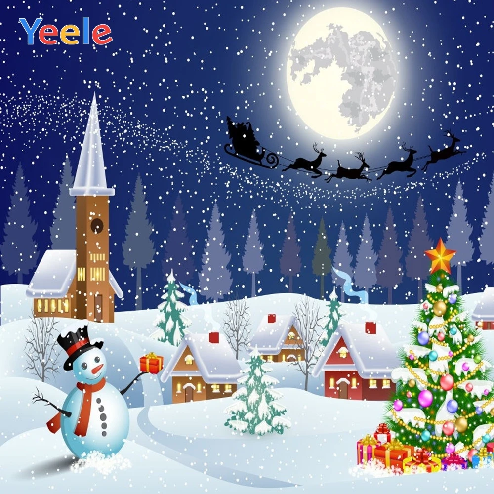 

Yeele Vinyl Cartoon Christmas Tree Gift Snow Snowman Baby Photography Backdrop Custom Photographic Backgrounds For Photo Studio
