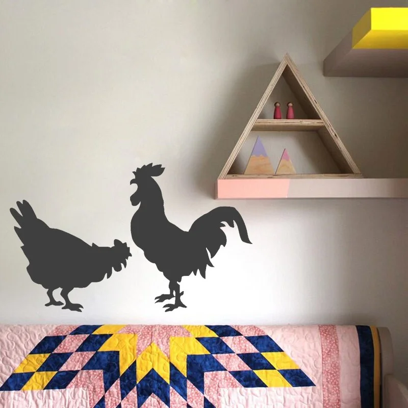 Two Cute Rooster Sihouettes Vinyl Wall Stickers Home Kitchen Art