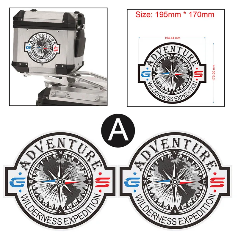 Наклейка-наклейка светоотражающая коробка из алюминиевого сплава для багажа багажник боковой Чехол для BMW R1200GS F700GS F800GS мотоцикл adv - Цвет: A