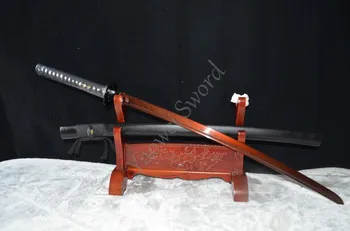 

HANDMADE JAPANESE SAMURAI SWORD KATANA RED AND BLACK FOLDED BLADE FULL TANG