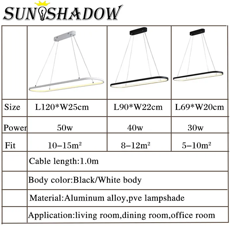 Современный подвесной светильник светодиодный подвесной светильник белый и черный для столовой гостиной кухни освещение Fixturs L120CM 90 см 69 см