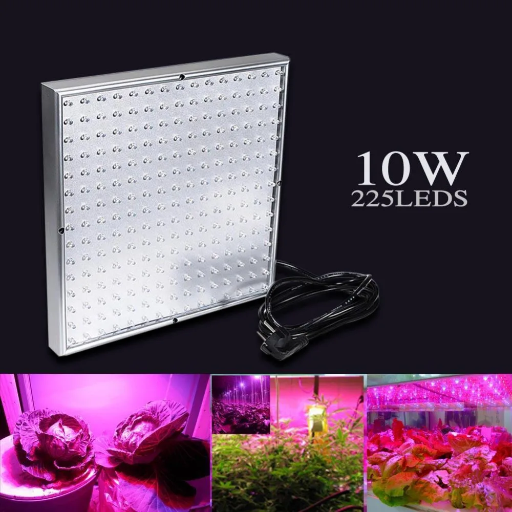 Quad-band 10W 225 LED Grow Light Panel Hydroponic Plant Veg Growing Lamp Red