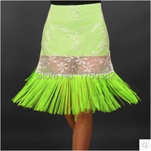 Костюм для латинских танцев, Сексуальная кружевная юбка с кисточками для латинских танцев, 2 вида цветов для женщин, конкурс латиноамериканских танцев, юбка