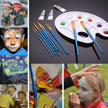 

1 Set Set Art Supplies Watercolor Gouache Paint Brushes Different Shape Round Pointed Tip Nylon Hair Painting Brush