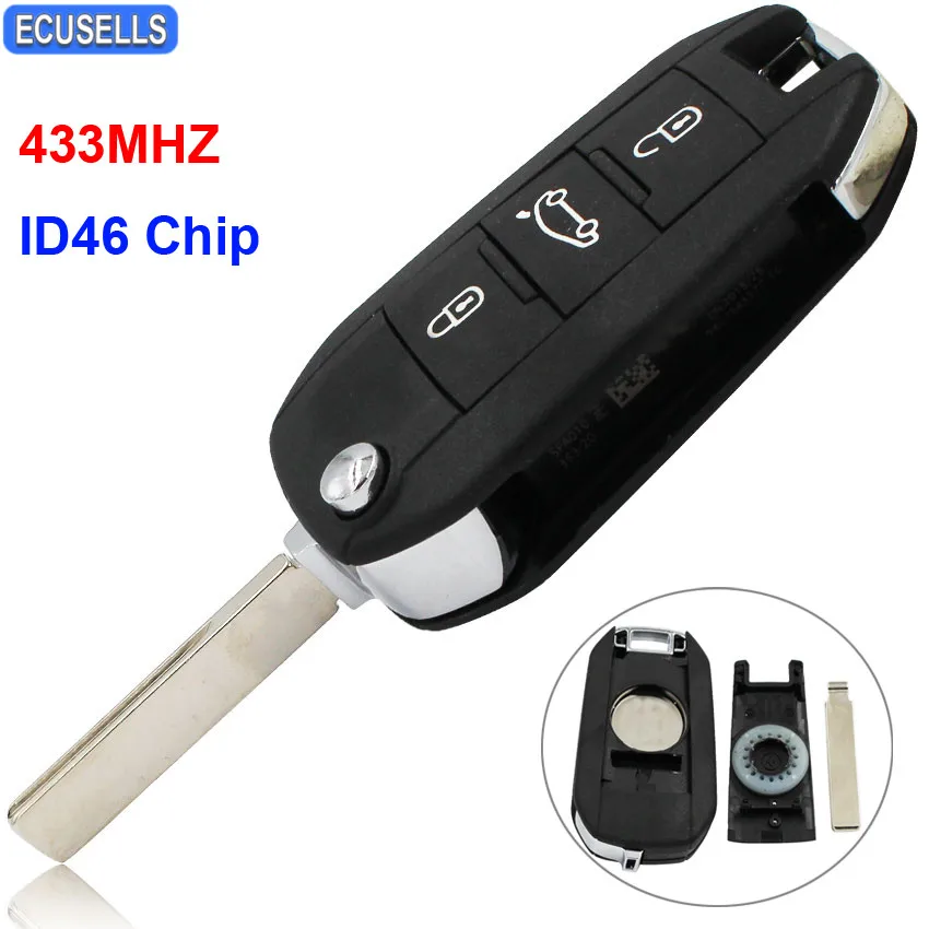 3 Button New Replacement Folding Remote Key Keyless Entry Flip Smart