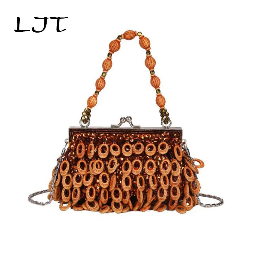 

LJT 2019 Korean Woman Fashion Personality Button Street Trend Shoulder Slung Chain Bag Women Small Crossbody Clip Bag Clutches