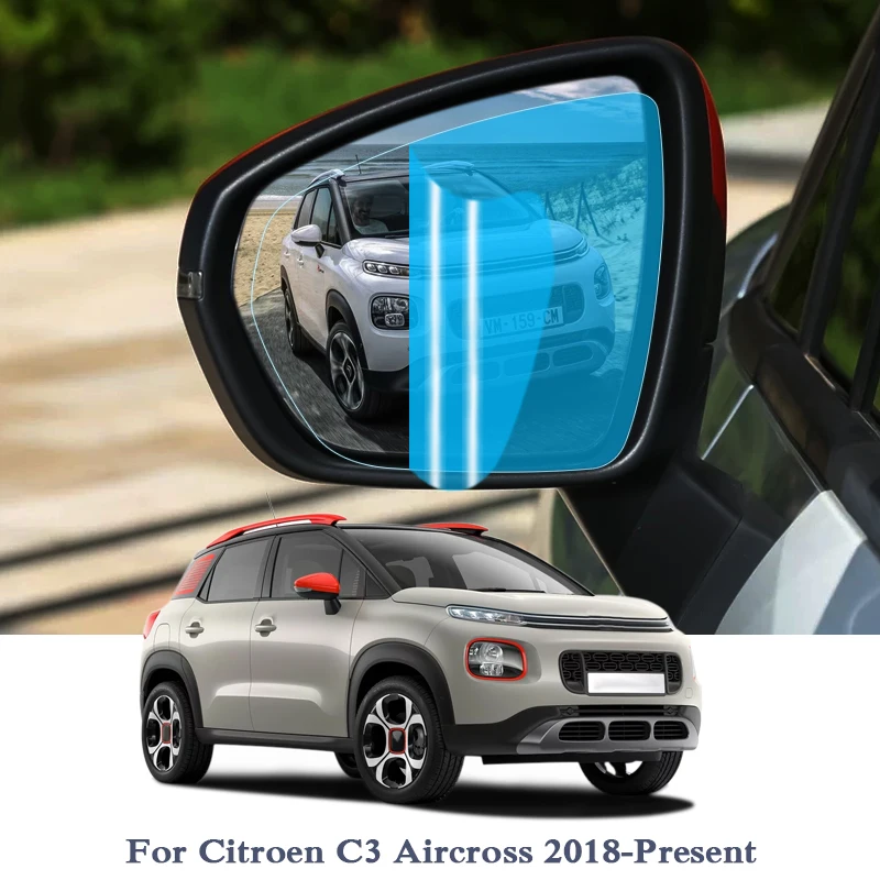 

2PCS Anti Fog Car Window Clear Film Car Rearview Mirror Protective Film For Citroen C3 Aircross 2018 2019 Waterproof Car Sticker