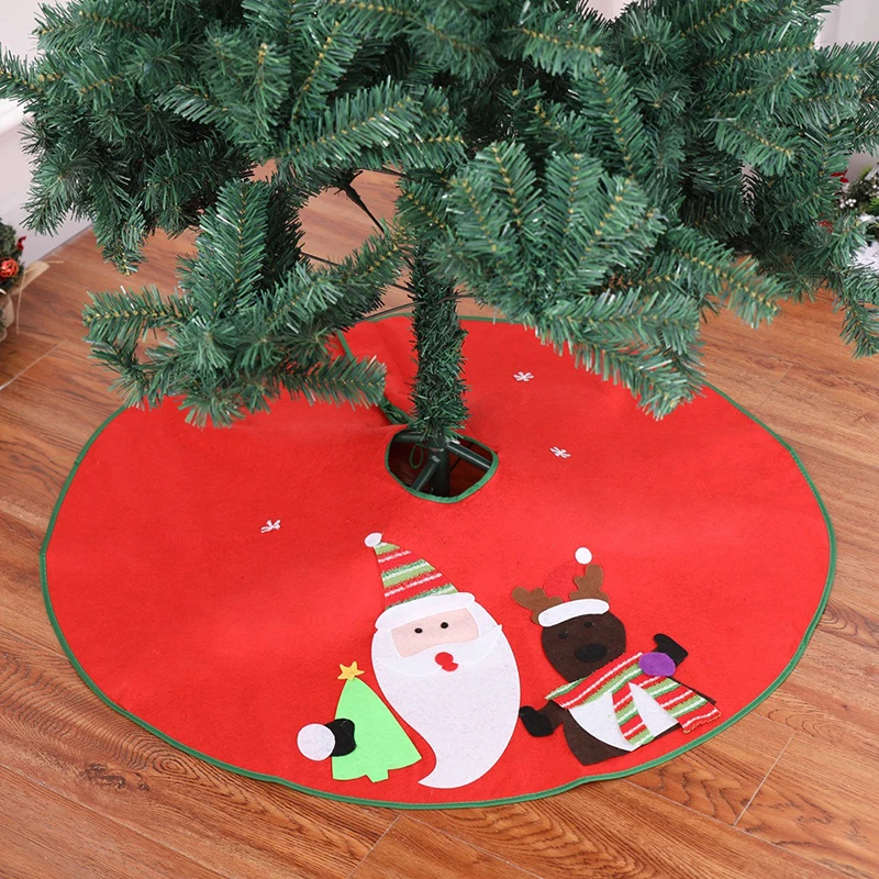 Christmas Tree Skirts 90cm Edge Snowman Santa Claus Tree Skirt