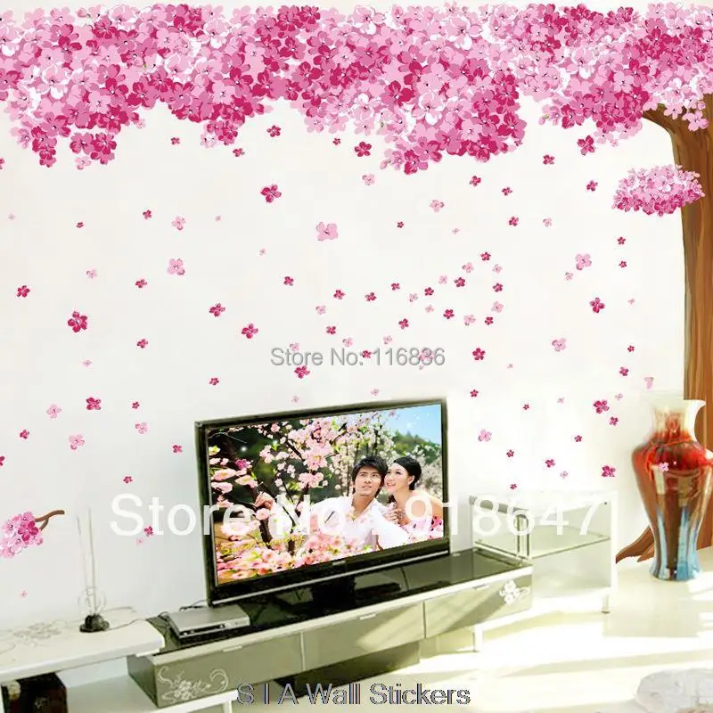 Sia New Grande Taille 3 Pcs Romantique Rose Sakura Stickers