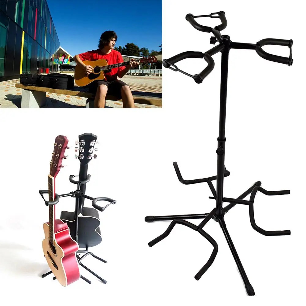 

Frame Adjustable Tripod Guitar Stand Leg Foldable Retractable Multi-Speaker Stand For Three Electric Or Acoustic Guitars