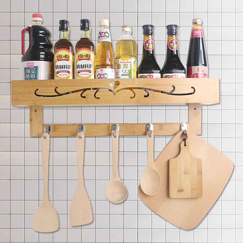  Kitchen shelves multi-functional storage rack wall-mounted space-saving wall perforated seasoning r - 32908548702