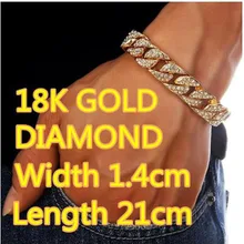 Модный полностью Iced Out Браслет из горного хрусталя Золотой хип хоп шикарный КУБИНСКИЙ звено цепи браслет новая цепочка и браслет для мужчин