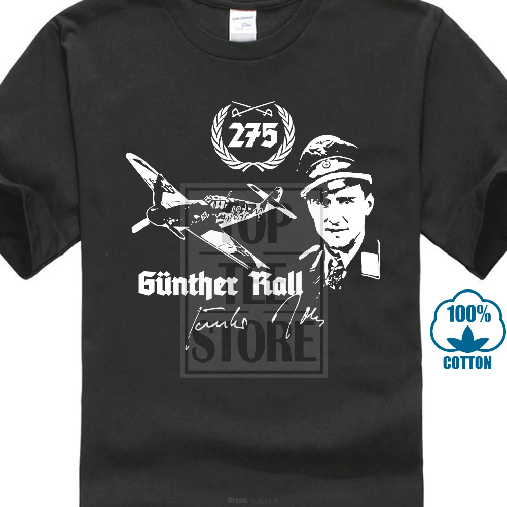 Футболка с надписью Gunther Rall Jagdflieger Luftwaffe Me109 Pilot Ritterkreuz Trager #19750 | Мужская одежда