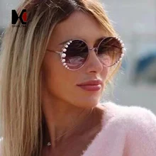 SHAUNA венецианские круглые градиентные жемчужные солнцезащитные очки женские Брендовые очки