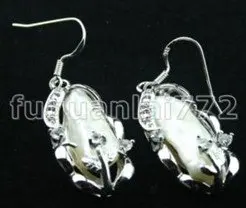 

free shipping NOBLER ZIRCON& WHITE PEARL 925 SILVER hook EARRING 4.29