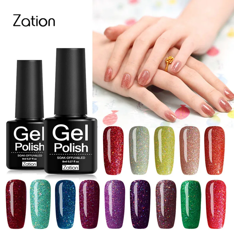 

Zation 8ml Nail Gel Polish Soak-Off UV Led Gel Lamp Rainbow Series Neon Gel Polish Nail Art Primer Manicure & Pigment Nail Glue