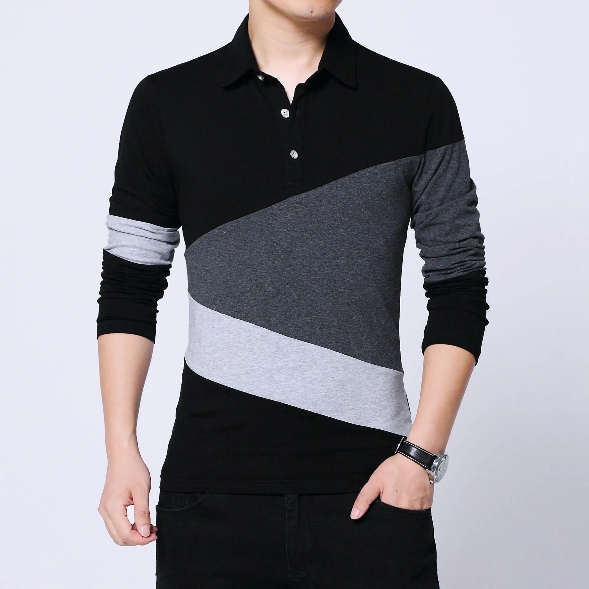 Striped Design New Men s Brand Polo Shirt Long Sleeves Fashion Spring Autumn Clothes Plus Asian Size M-3XL 4XL 5XL - Цвет: 1281 ASIAN SIZE B