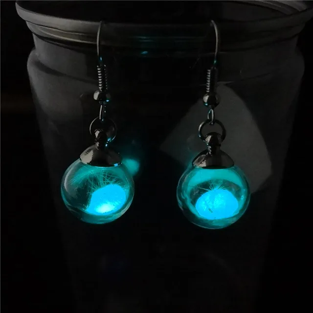3 Colors Luminous Drop Earrings Dandelion Charm Glowing In 3 Colors Luminous Drop Earrings Dandelion Charm Glowing In The Dark Silver Color Dangle