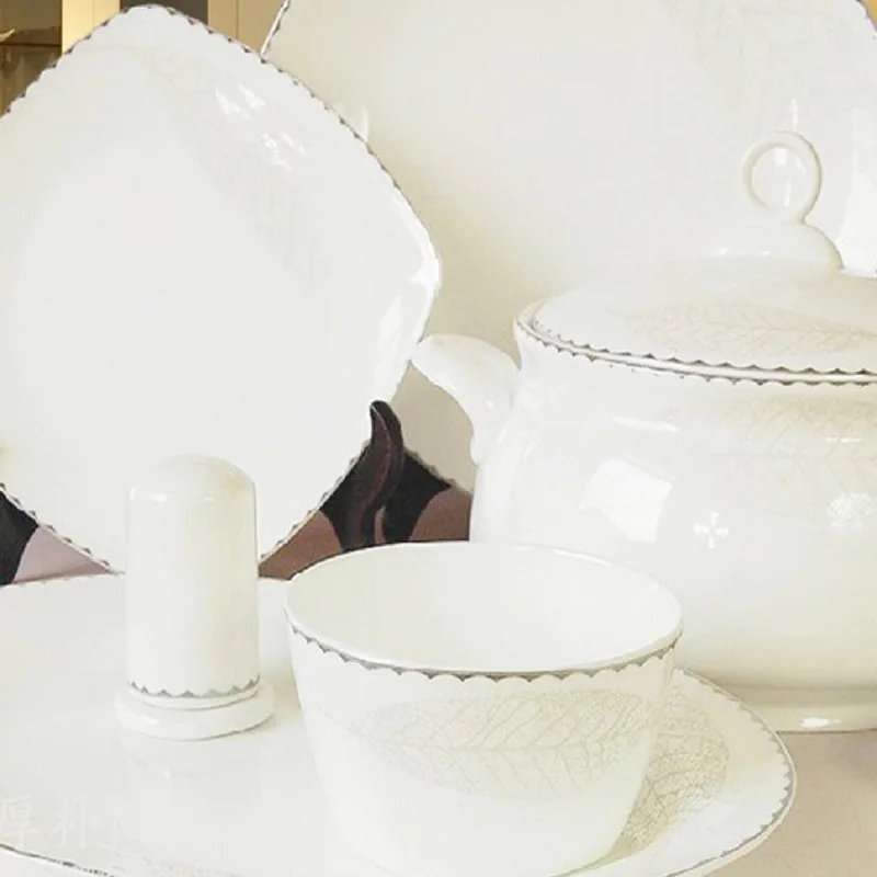 Ceram набор посуды 46 шт. комбинированные тарелки и тарелки миски керамическая посуда костяной фарфор здоровье