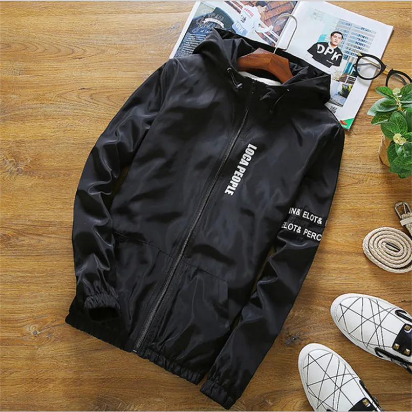 

2018 Spring Autumn New Fashion Handsome Slim Fit Young Men Hooded Jacket Thin Jackets Brand Casual Windbreaker Top Quality