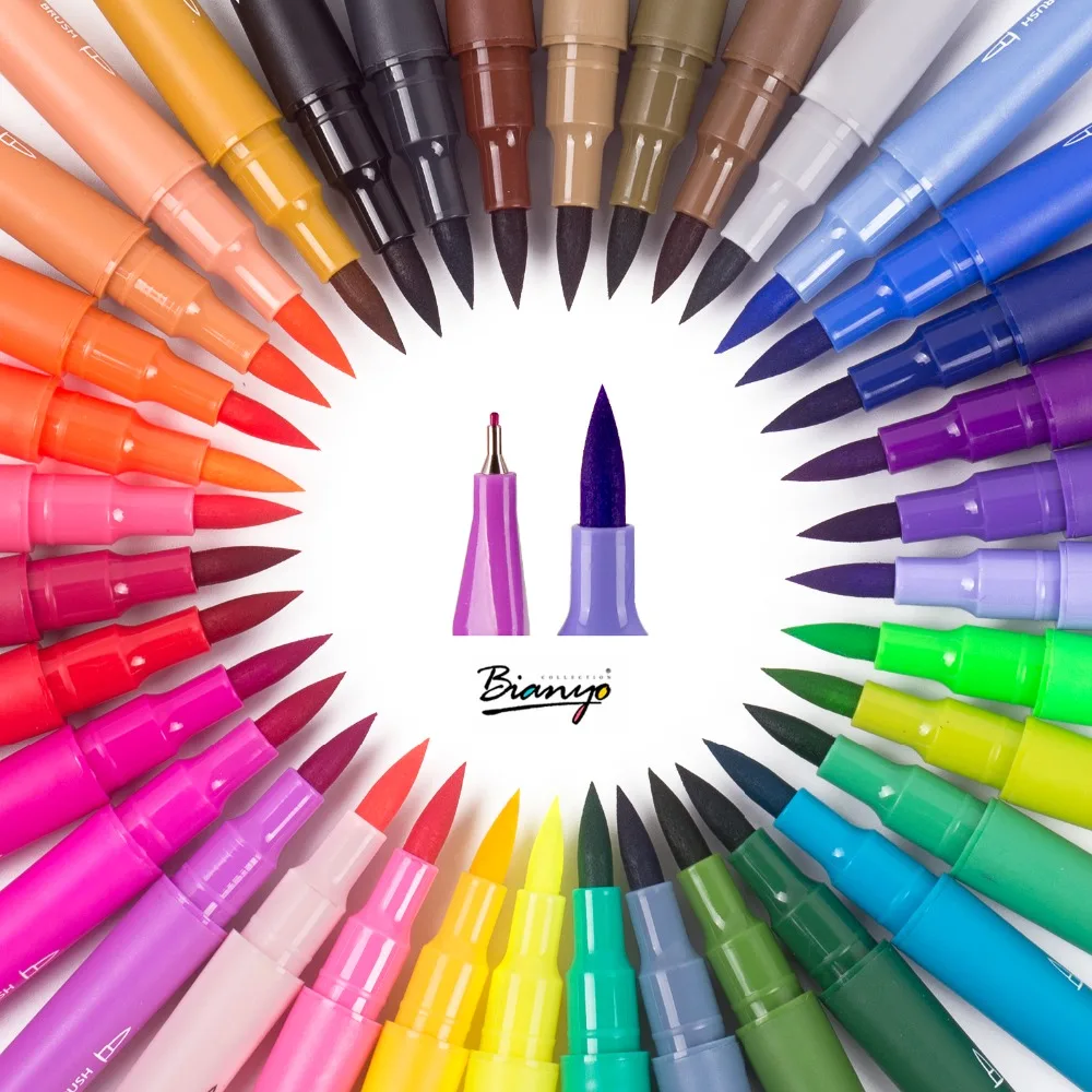 

Bianyo 36Color Dual Brush Art Markers Pen Fine Head and Brush Head for Adult Drawing Coloring Books Calligraphy Writing Supplies