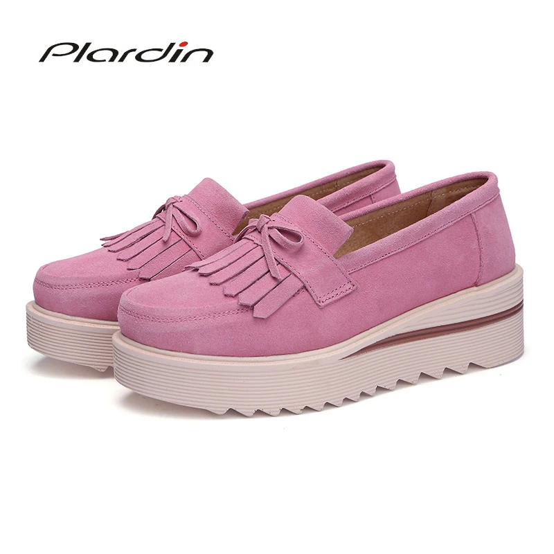 Plardin/Новинка женская обувь лоферы кроссовки из натуральной кожи на плоской