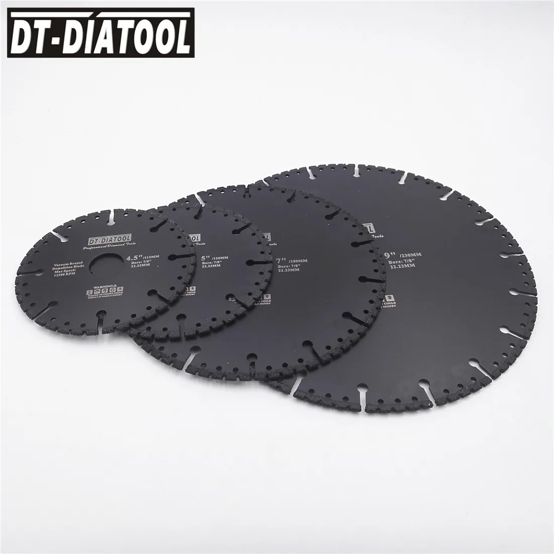 4pcs/set Vacuum Brazed Diamond Saw Blade All Purpose cutting disc Demolition blade Cast Iron Rebar hard stone 4/4.5/7/9"