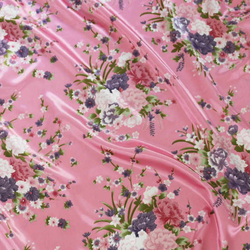 Women dress pajamas fabric print satin charmeuse decoration cloth