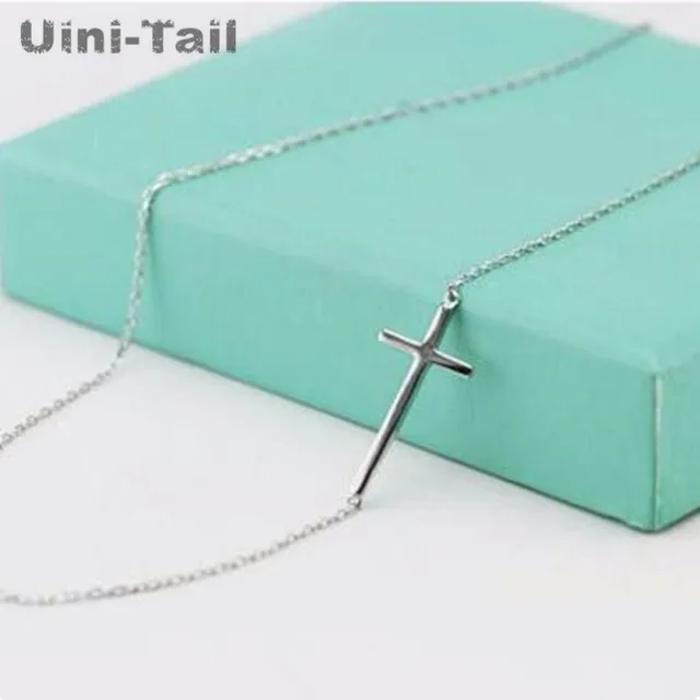 Korea 925 Tibetan silver personality cross necklace female clavicle chain short paragraph sweet simple wild student jewelry 1