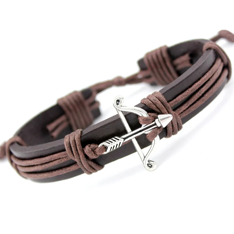 

Bow Arrow Star Eiffel Tower Crown Handcuffs Dog Paw Fish Turtle Skull Dragon Charm Leather Bracelets Women Men Unisex Jewelry
