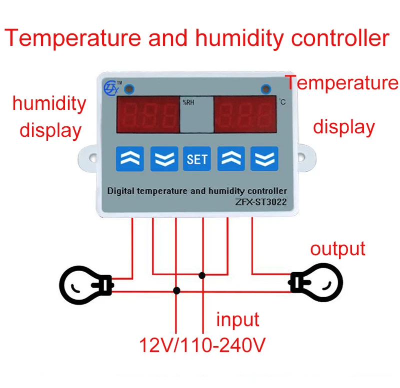 comprar 2 em 1 display Digital Controlador De Temperatura e umidade controle de Umidade termostato com Sensor AC110 220V