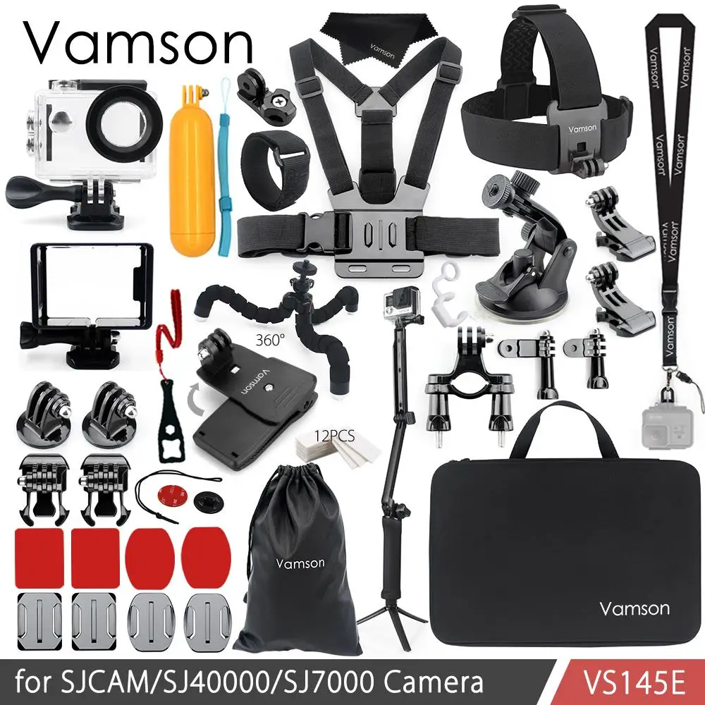 

Vamson for SJCAM Camera Accessories Set Waterproof Housing Case Frame Tripod for SJ4000 for SJ7000 for EKEN H9R Camera VS145