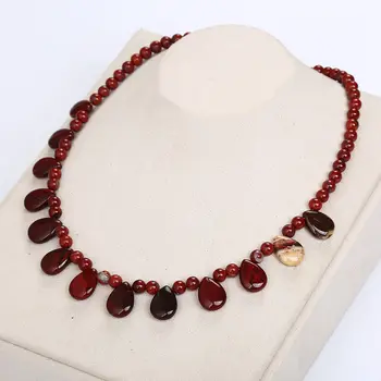 

AAA Original Healing crystal Women Necklace Jewelry Nature Red Jasper Crystal Power Stone Fashion Water Drop Beads Chain Female