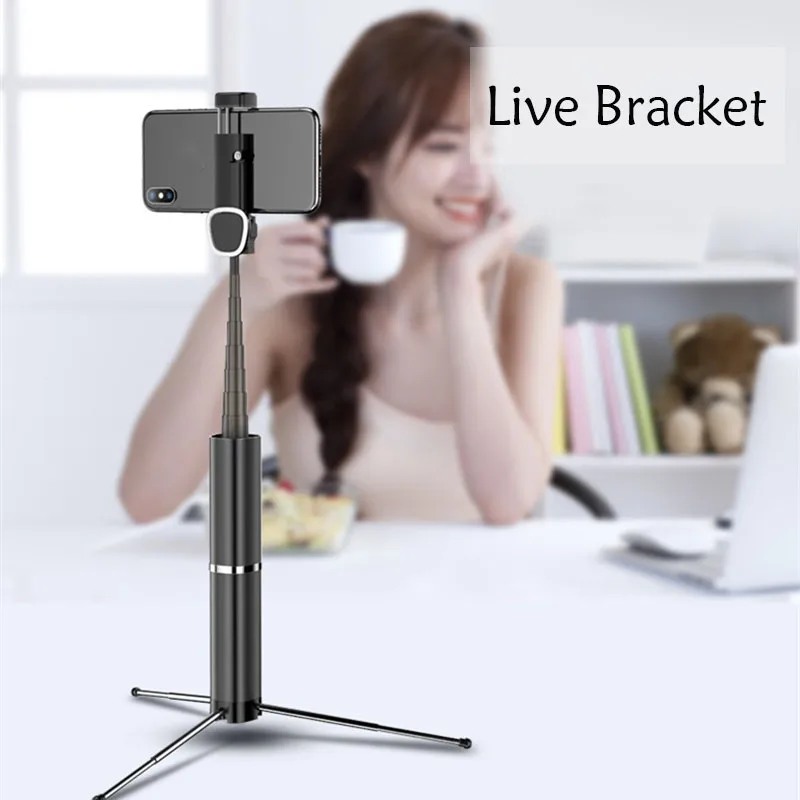 

6-IN-1 Portable Integrated Tripod Selfie Stick Foldable Hidden Phone Holder Bluetooth Button Self-timer Lever Stand For Xiaomi